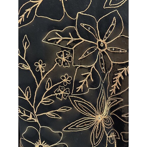 Black & Gold Floral Embroidered Button-Up Jacket By New Direction - Womens Size - Picture 4 of 9